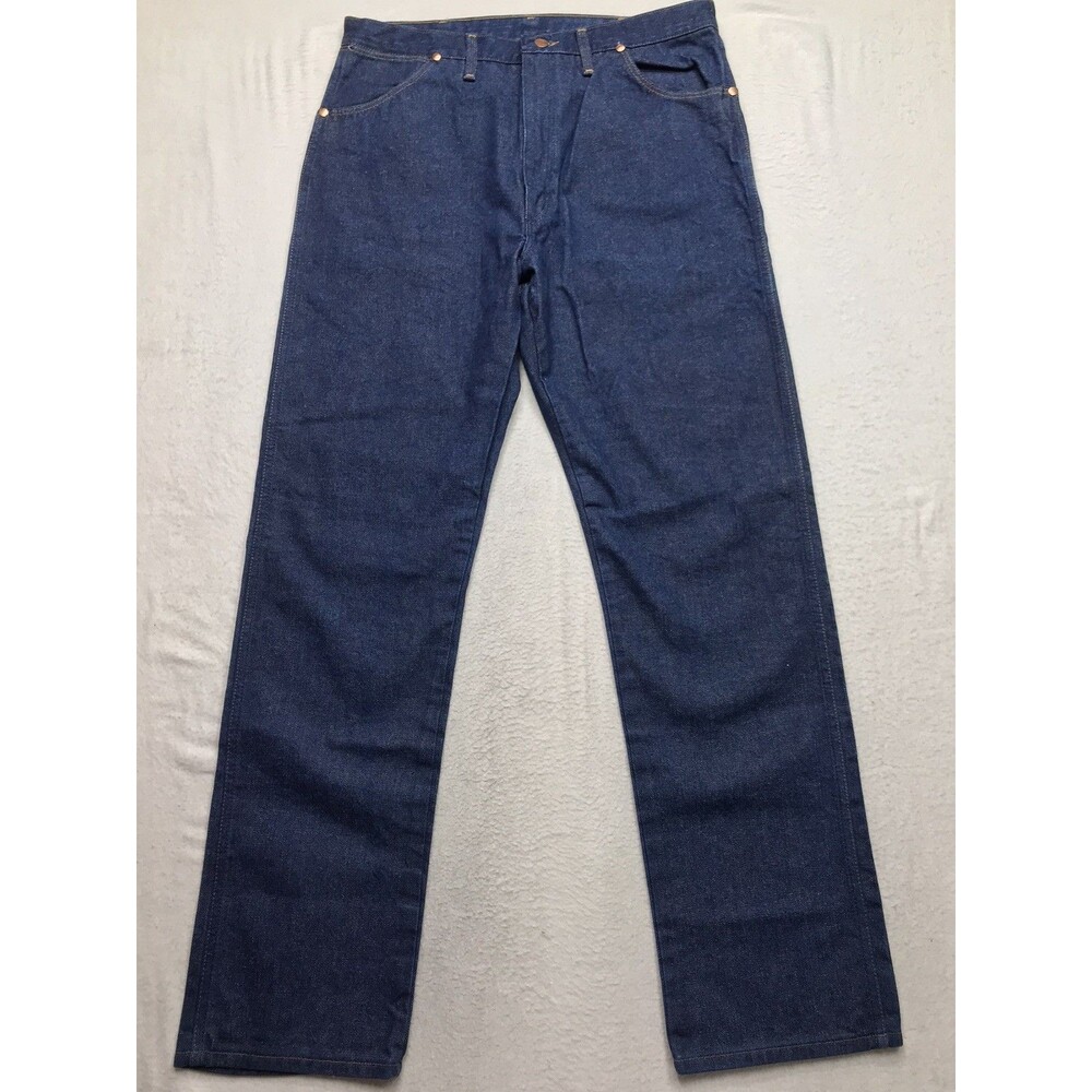 WRANGLER 13MWZ Cowboy Cut Jean Men 34x34 Dark Raw Wash Rodeo Western USA Made